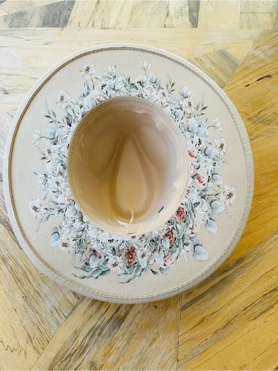 Luna Halo Accessories - Luna Halo Wide Brim Felt Hat — Hand Painted Floral Brim